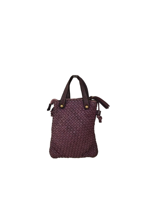 Woman vintage woven leather mobile pochette - SP25827