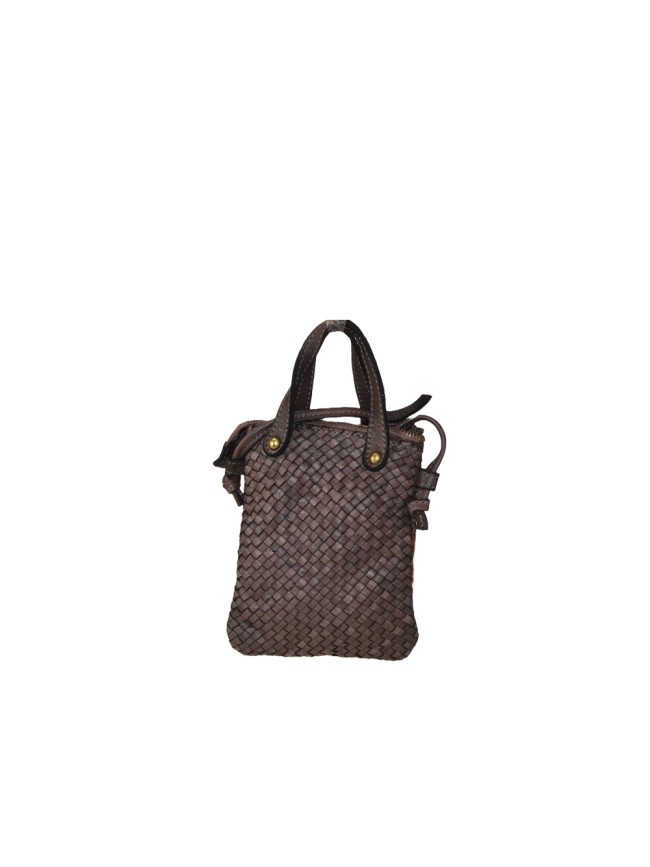 Woman vintage woven leather mobile pochette - SP25827