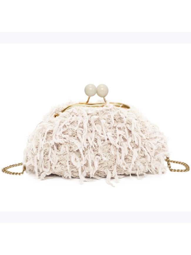 Woman PU & feather pochette clutch - PF690