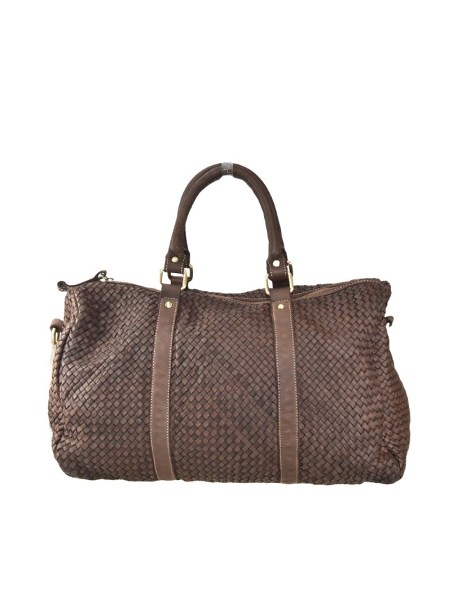 Trunk woven vintage Leather bag with shoulder strap - YZ59865