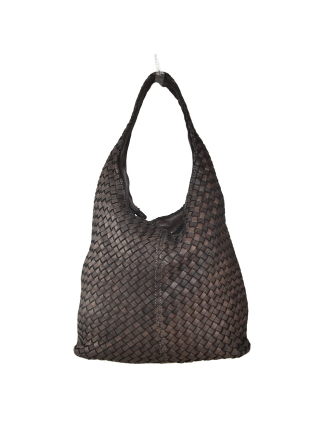 Woman washed woven leather bag - BX55861