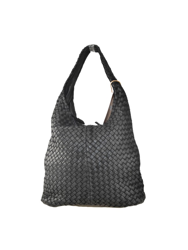 Woman washed woven leather bag - BX55861