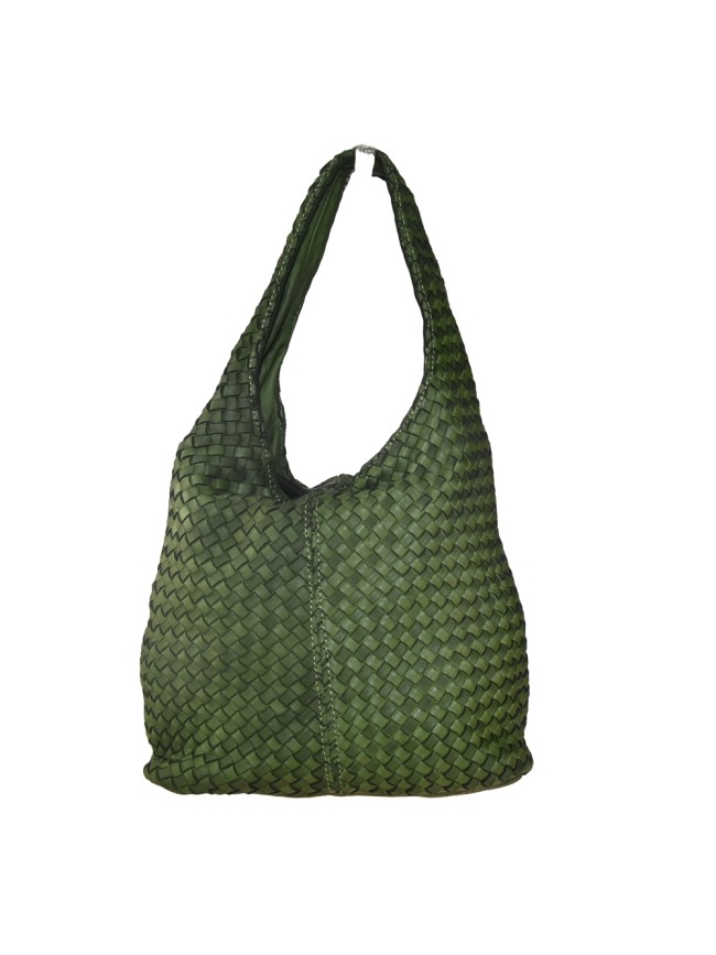 Woman washed woven leather bag - BX55861