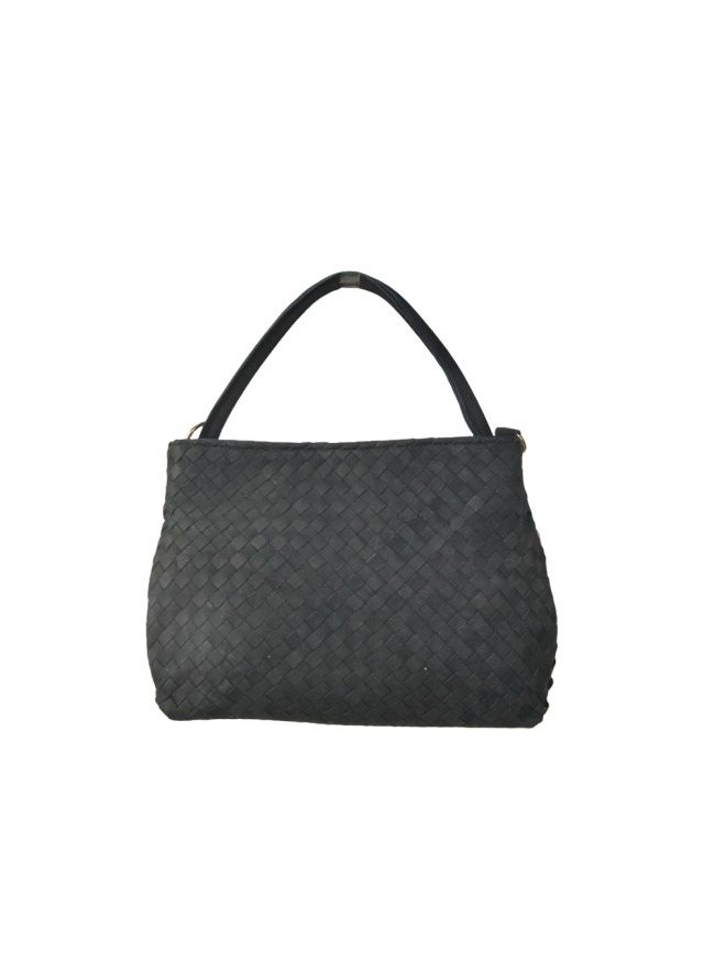 Woven leather handbag with shoulder strap - BV39843