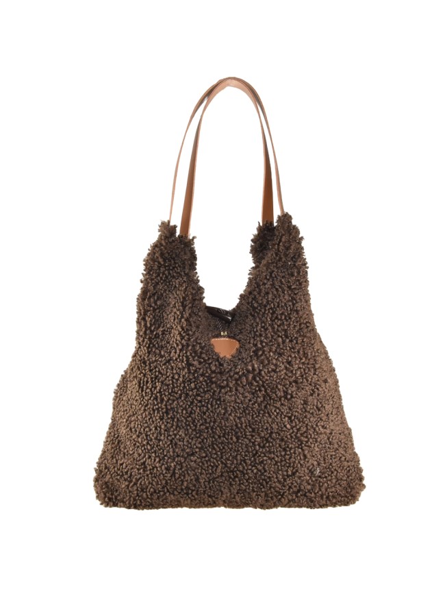 Woman teddy & leather shoulder bag - TS27829