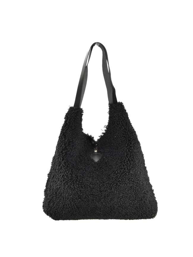 Woman teddy & leather shoulder bag - TS27829