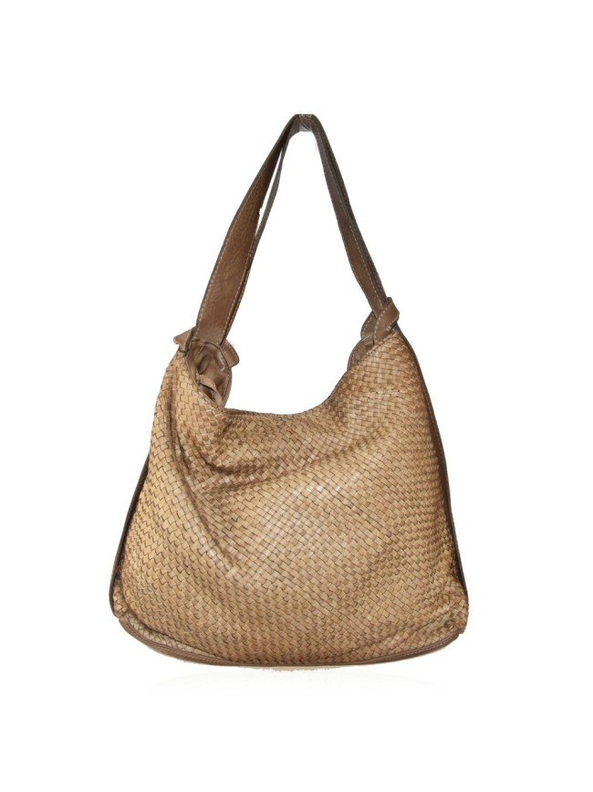 Woven vintage leather convertible shoulder bag in backpack vintage - QZ55861