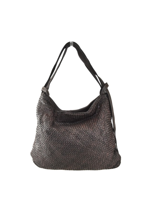 Woven vintage leather convertible shoulder bag in backpack vintage - QZ55861