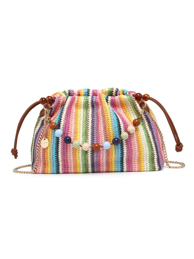 Borsa a mano donna in raffia con tracolla - 52013