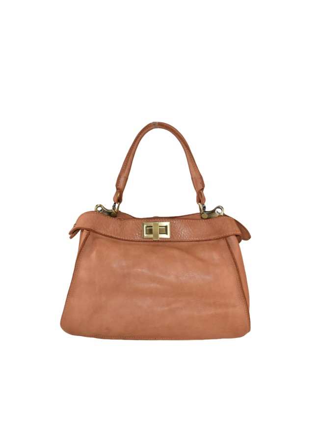 Woven vintage Leather hand bag with shoulder strap - FD58864