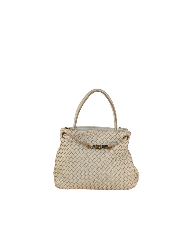 woven vintage Leather hand bag with shoulder strap - NB53858