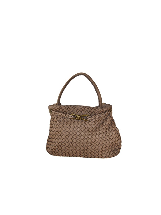 woven vintage Leather hand bag with shoulder strap - NB53858