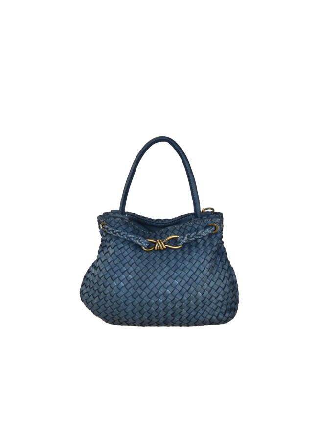 woven vintage Leather hand bag with shoulder strap - NB53858