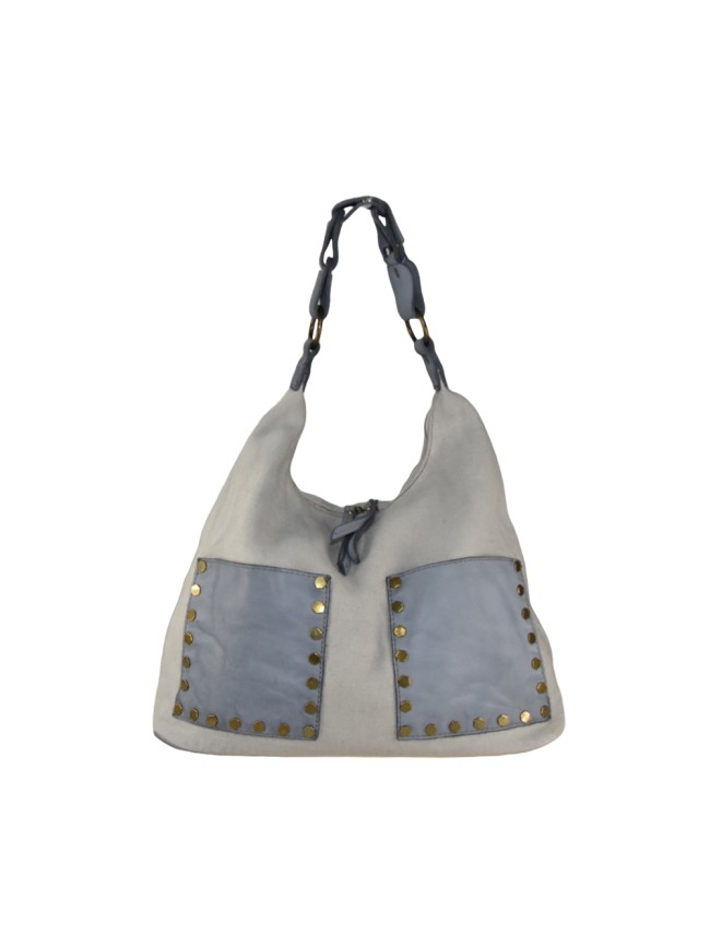 Woman vintage leather & kanvas shoulder bag - TS45850