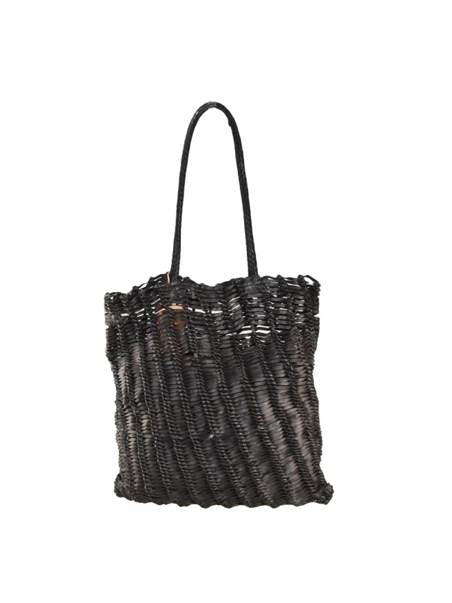 Woman hand woven vintage leather shoulder bag - IT908100