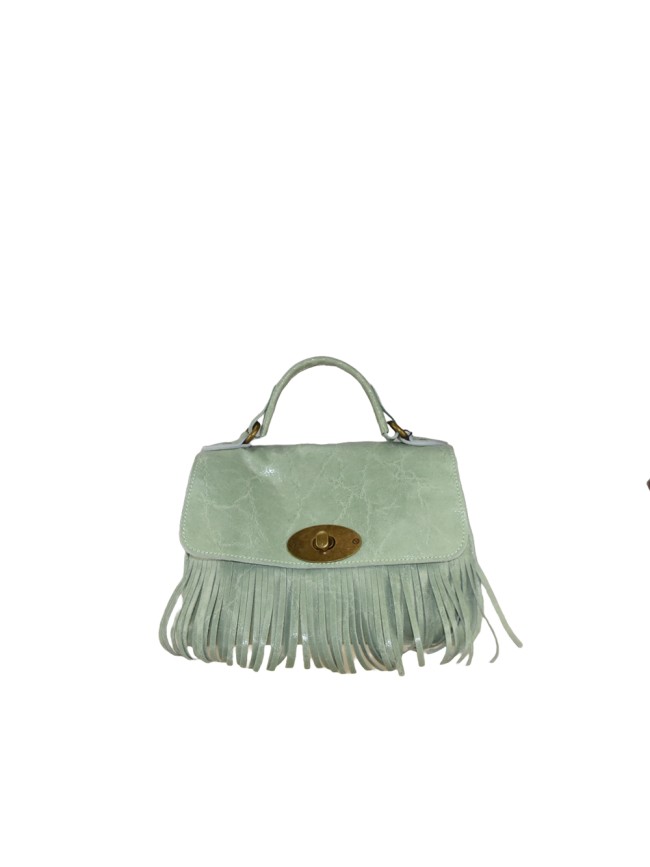 Leather hand bag with fringes 100% made Italy - SQ29832